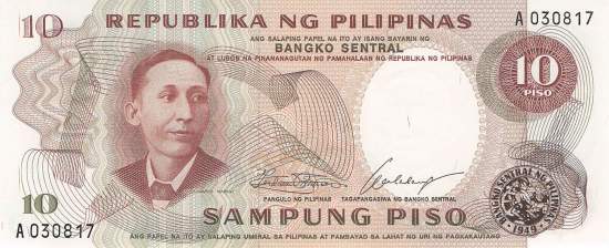Philippinen 10 Piso 1969 p144a